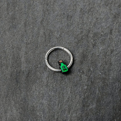 16G 3/8 Poison Green Bottle Glow in the Dark Hinged Segment Ring