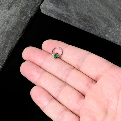 16G 3/8 Poison Green Bottle Glow in the Dark Hinged Segment Ring