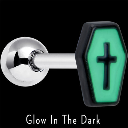 16G 1/4 Creepy Coffin Lt Purple Glow in Dark Cartilage Earring