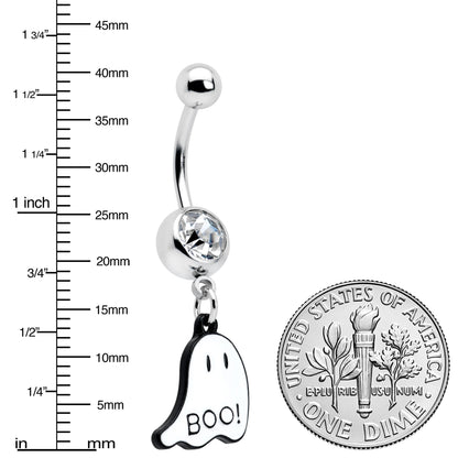 Clear Gem White Ghost Glow in the Dark Halloween Dangle Belly Ring