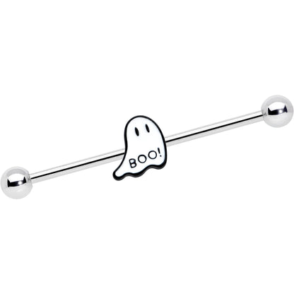 14G Halloween White Ghost Glow in the Dark Industrial Barbell 38mm