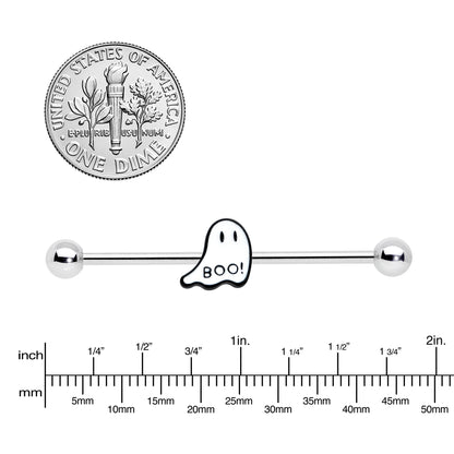 14G Halloween White Ghost Glow in the Dark Industrial Barbell 38mm