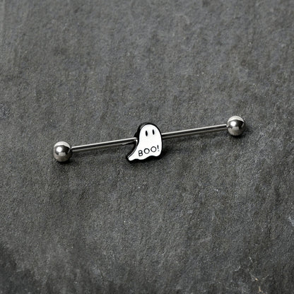 14G Halloween White Ghost Glow in the Dark Industrial Barbell 38mm
