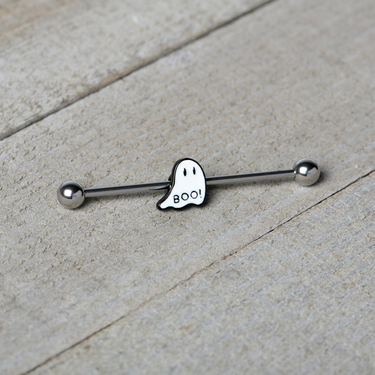 14G Halloween White Ghost Glow in the Dark Industrial Barbell 38mm