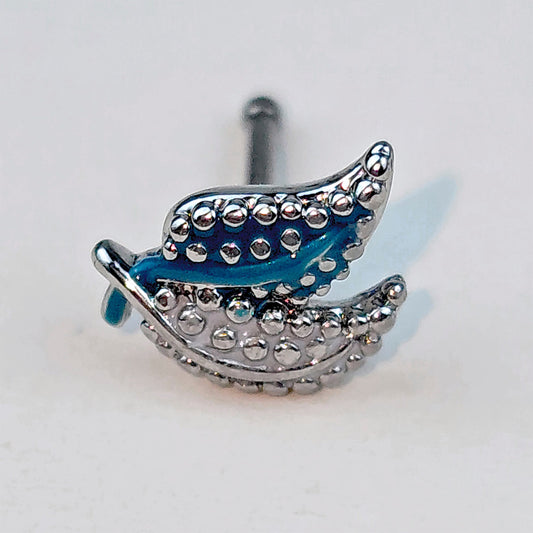 20G 1/4 Lovely Leaves Blue Nose Bone