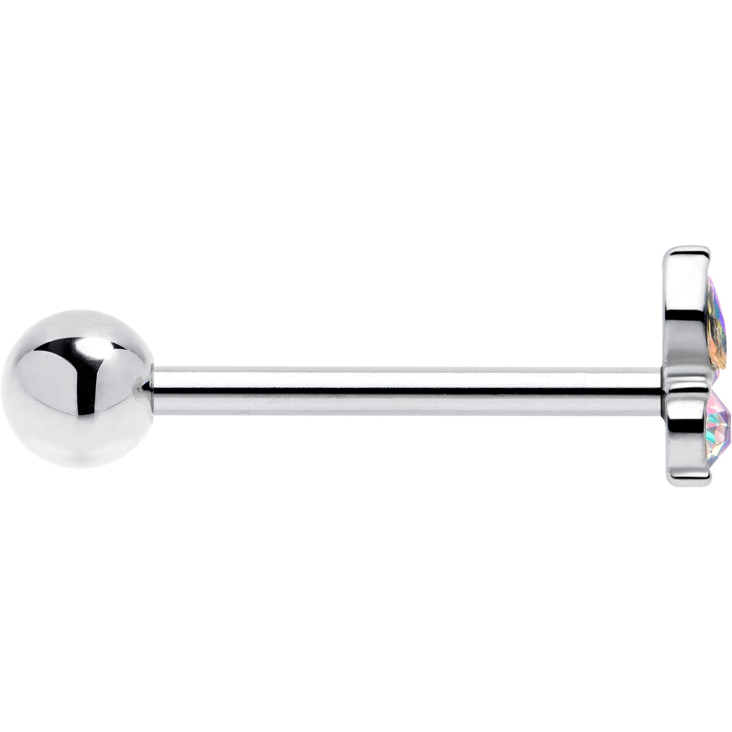 Aurora Gem Fleur de Lis Butterfly Barbell Tongue Ring