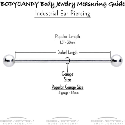 14G Black Halloween Smiling Witch Spider Industrial Barbell 38mm