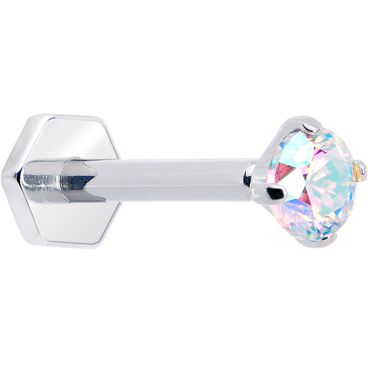 16G 5/16 Aurora CZ Gem ASTM F-136 Implant Grade Titanium Hex End Labret Tragus