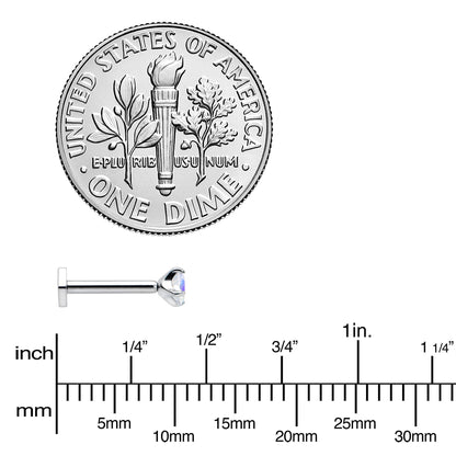 16G 5/16 Aurora CZ Gem ASTM F-136 Implant Grade Titanium Hex End Labret Tragus