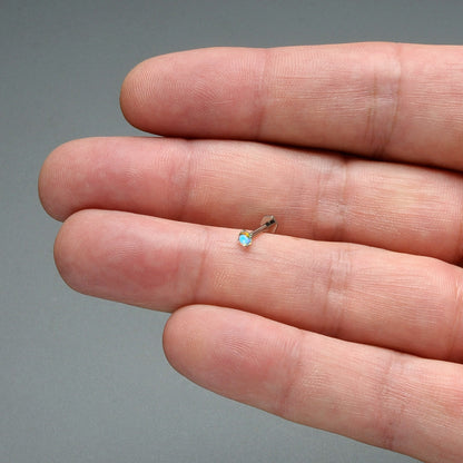 16G 5/16 Aurora CZ Gem ASTM F-136 Implant Grade Titanium Hex End Labret Tragus