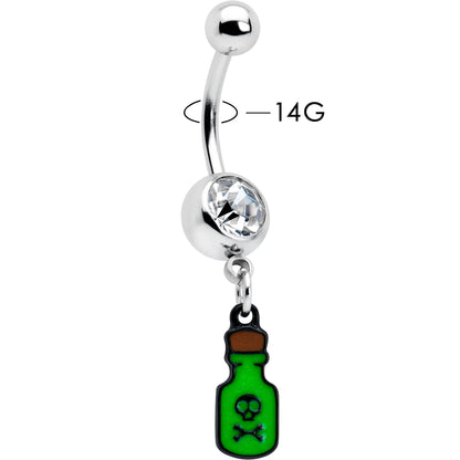 Clear Gem Green Poison Bottle Glow in the Dark Dangle Belly Ring