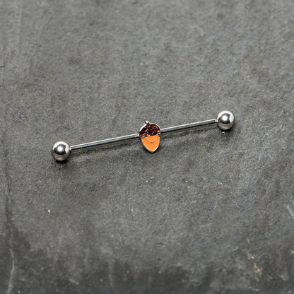 14G Autumn Acorn Brown Orange Industrial Barbell 38mm