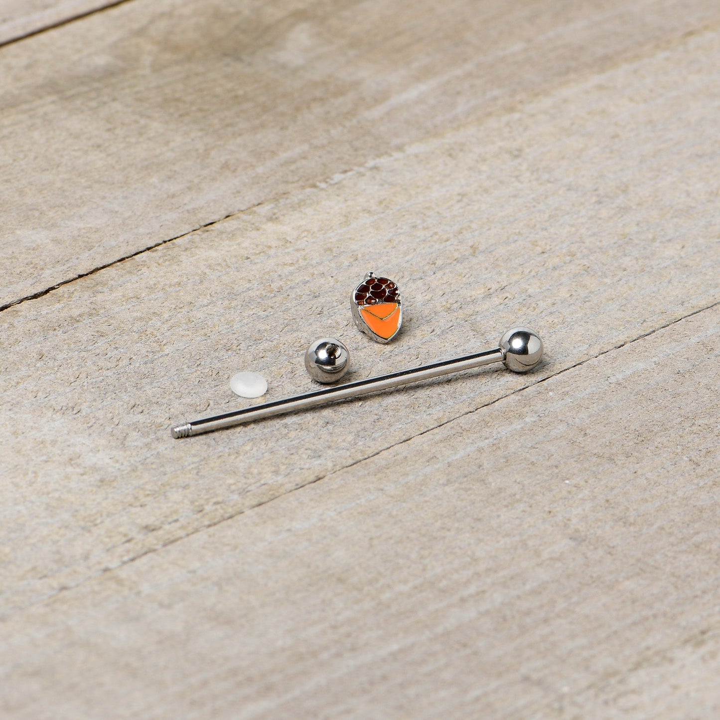 14G Autumn Acorn Brown Orange Industrial Barbell 38mm
