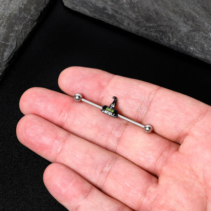 14G Good Witch Hat Glow the Dark Halloween Industrial Barbell 38mm