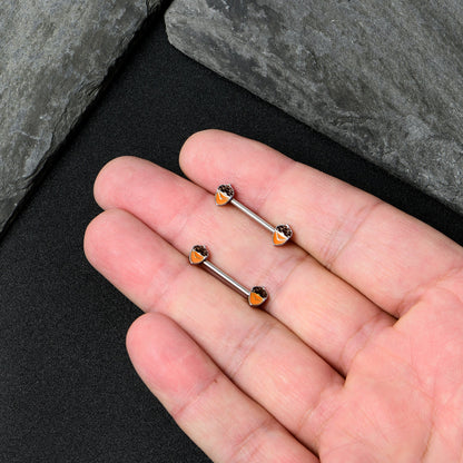 14G 9/16 Autumn Acorn Brown Orange Barbell Nipple Ring Set