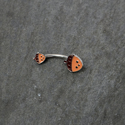 Autumn Acorn Face Brown Fall Double Mount Belly Ring
