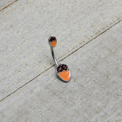 Autumn Acorn Brown Orange Fall Double Mount Belly Ring