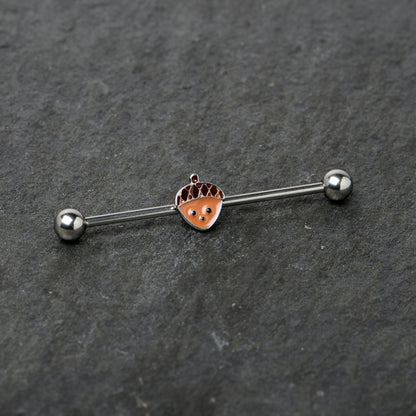 14G Autumn Acorn Face Brown Fall Industrial Barbell 38mm