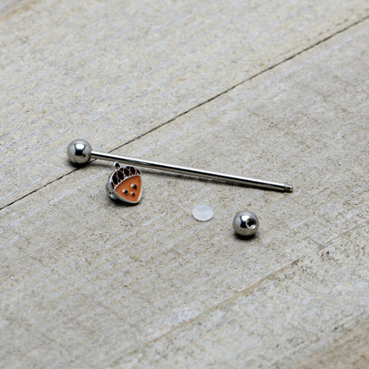 14G Autumn Acorn Face Brown Fall Industrial Barbell 38mm