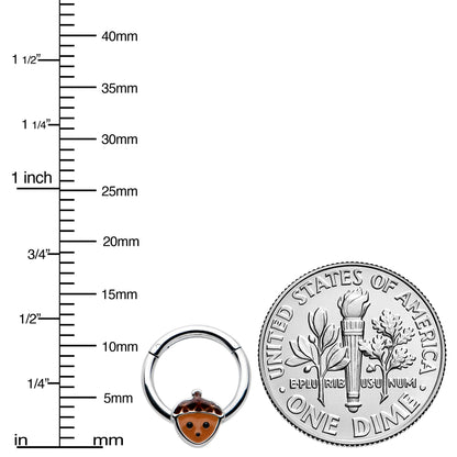 16G 5/16 Fall Acorn Face Brown Autumn Hinged Segment Ring