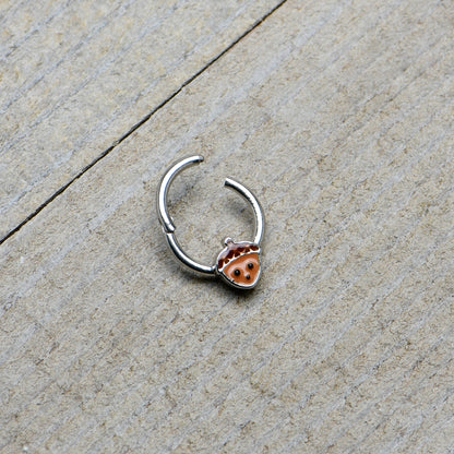 16G 5/16 Fall Acorn Face Brown Autumn Hinged Segment Ring