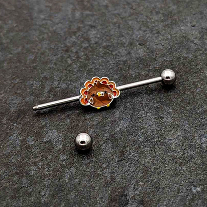 14G Cute Colorful Turkey Thanksgiving Industrial Barbell 38mm