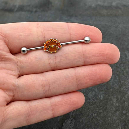 14G Cute Colorful Turkey Thanksgiving Industrial Barbell 38mm