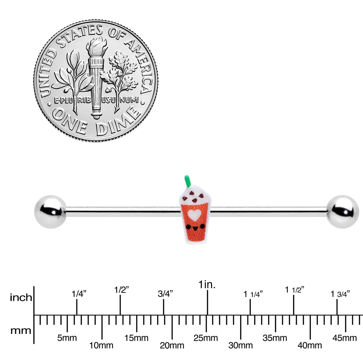 14G Sweet Pumpkin Frappe Thanksgiving Industrial Barbell 38mm