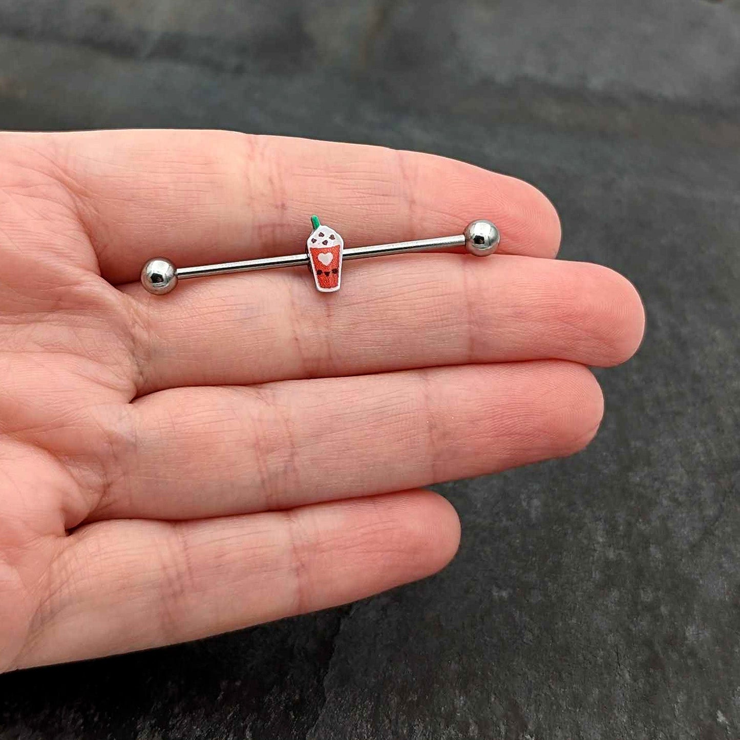 14G Sweet Pumpkin Frappe Thanksgiving Industrial Barbell 38mm