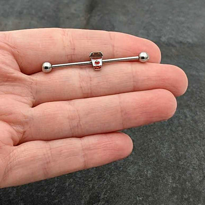 14G Sweet Pumpkin Latte Thanksgiving Industrial Barbell 38mm