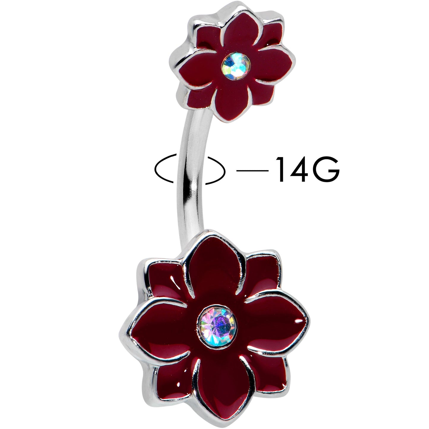 Aurora Gem Poinsettia Flower Festive Double Mount Belly Ring