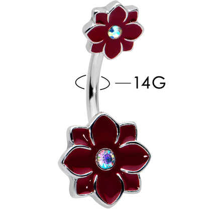 Aurora Gem Poinsettia Flower Festive Double Mount Belly Ring