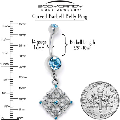 Blue Gem Filigree Rhombus Dangle Belly Ring