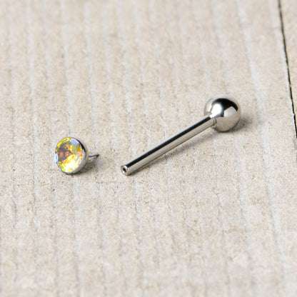 Aurora CZ Gem ASTM F-136 Implant Grade Titanium Threadless Barbell Tongue Ring