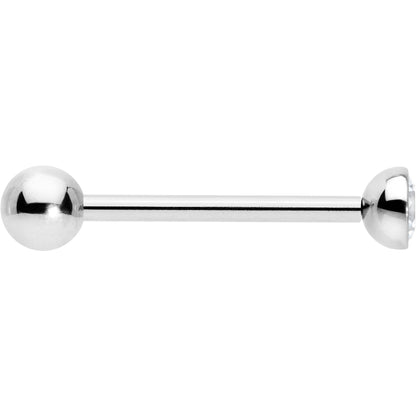 Clear CZ Gem ASTM F-136 Implant Grade Titanium Threadless Barbell Tongue Ring