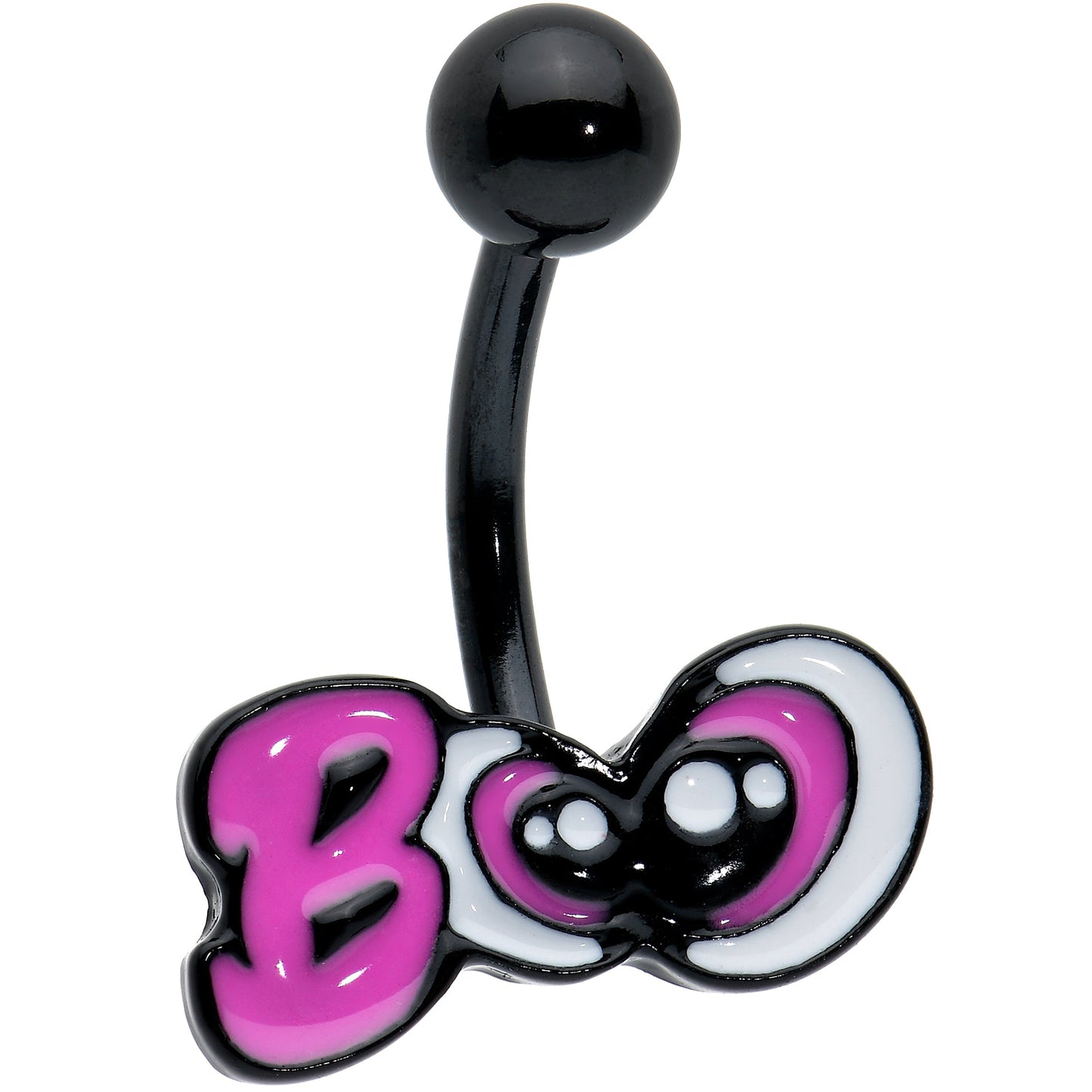 Black Boo Eyes Beauty Pink White Halloween Belly Ring
