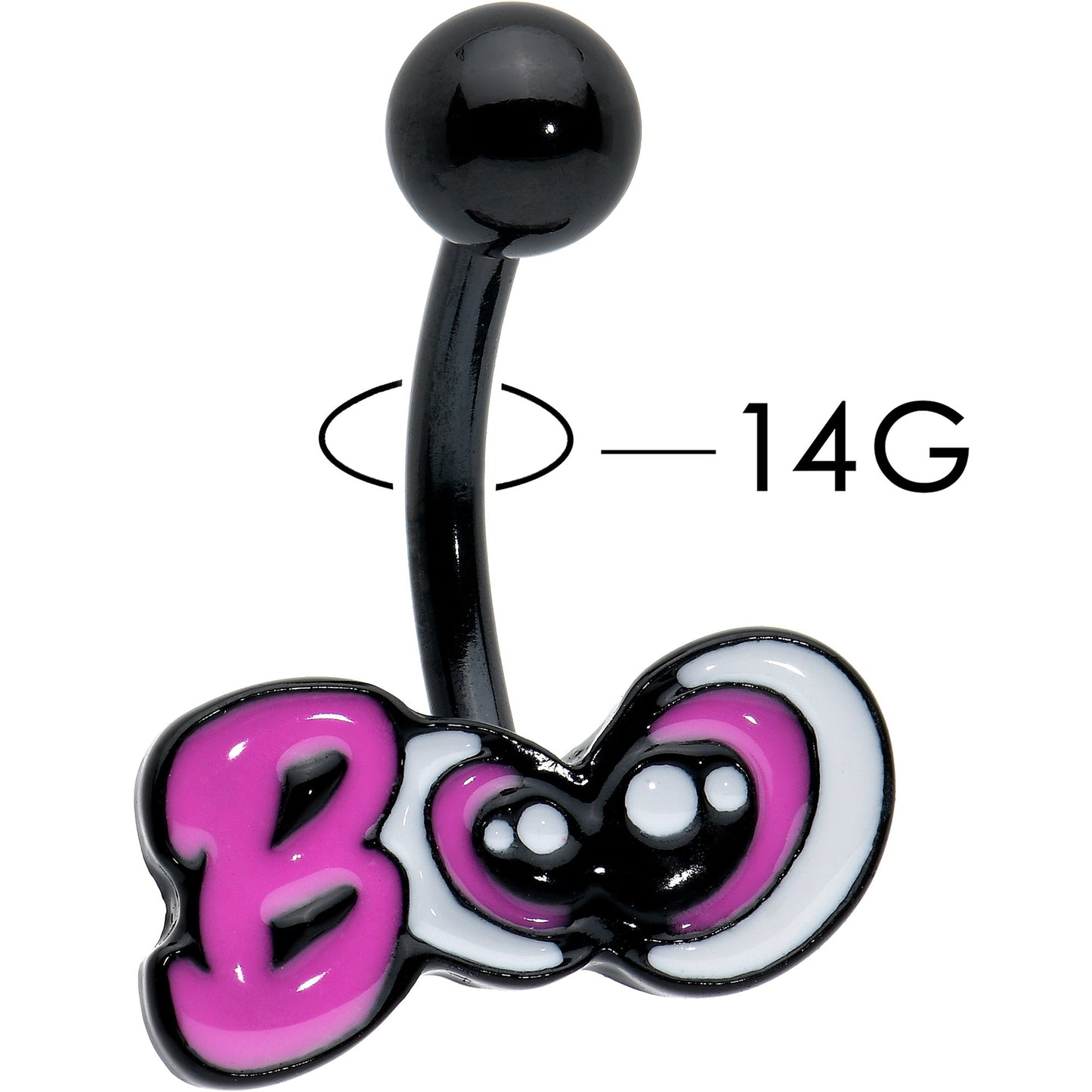 Black Boo Eyes Beauty Pink White Halloween Belly Ring