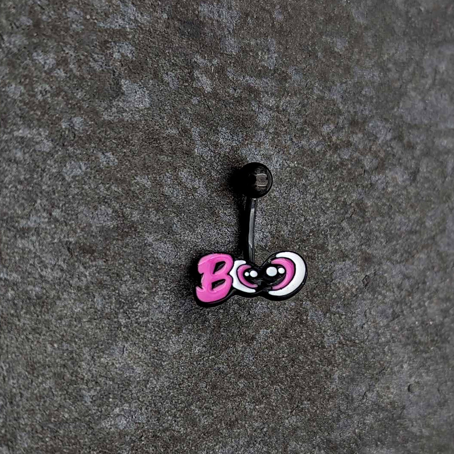 Black Boo Eyes Beauty Pink White Halloween Belly Ring