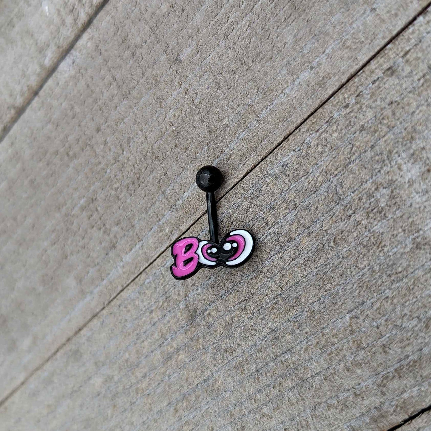 Black Boo Eyes Beauty Pink White Halloween Belly Ring