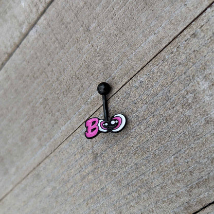 Black Boo Eyes Beauty Pink White Halloween Belly Ring