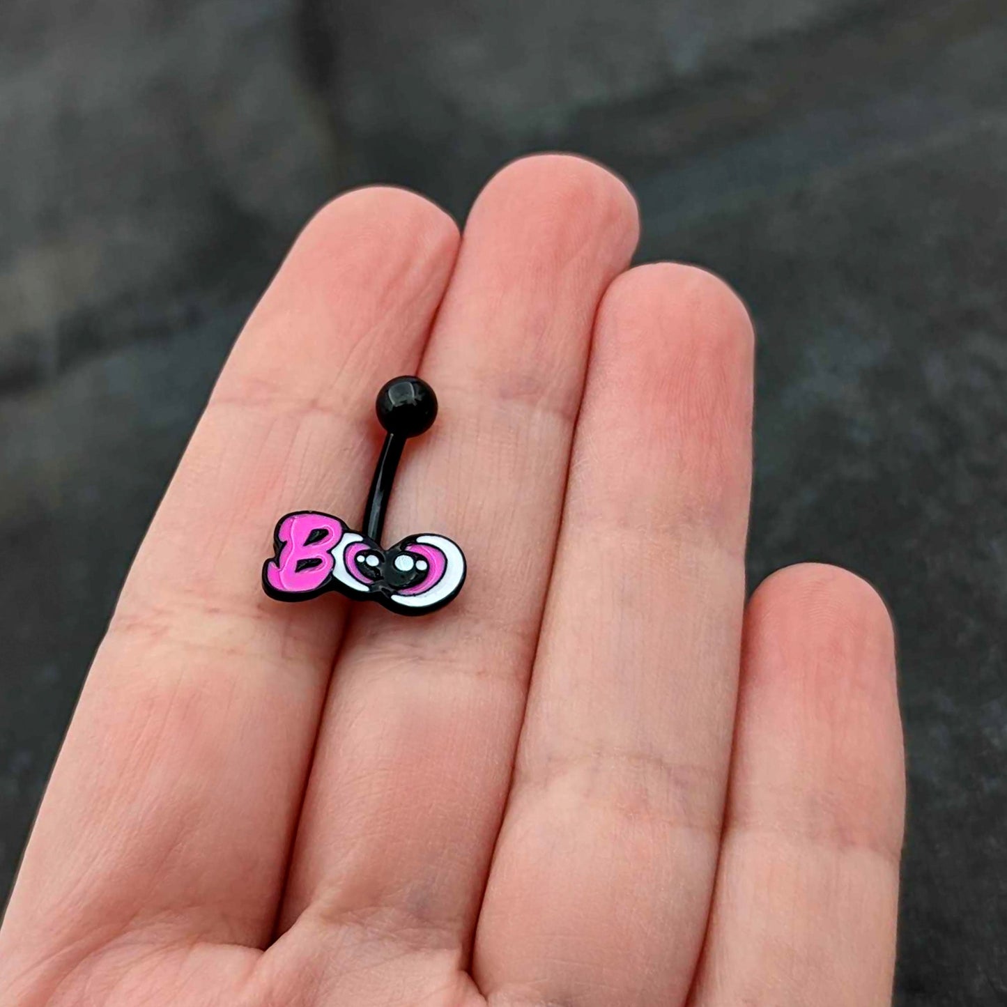 Black Boo Eyes Beauty Pink White Halloween Belly Ring