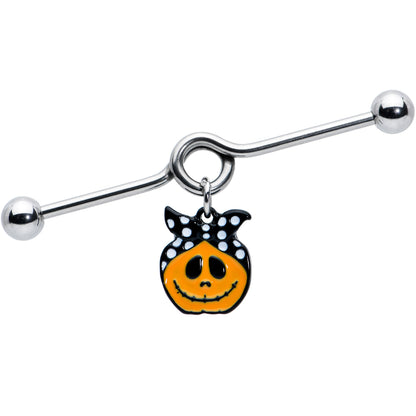 14G Halloween Kerchief Pumpkin Dangle Project Bar 38mm