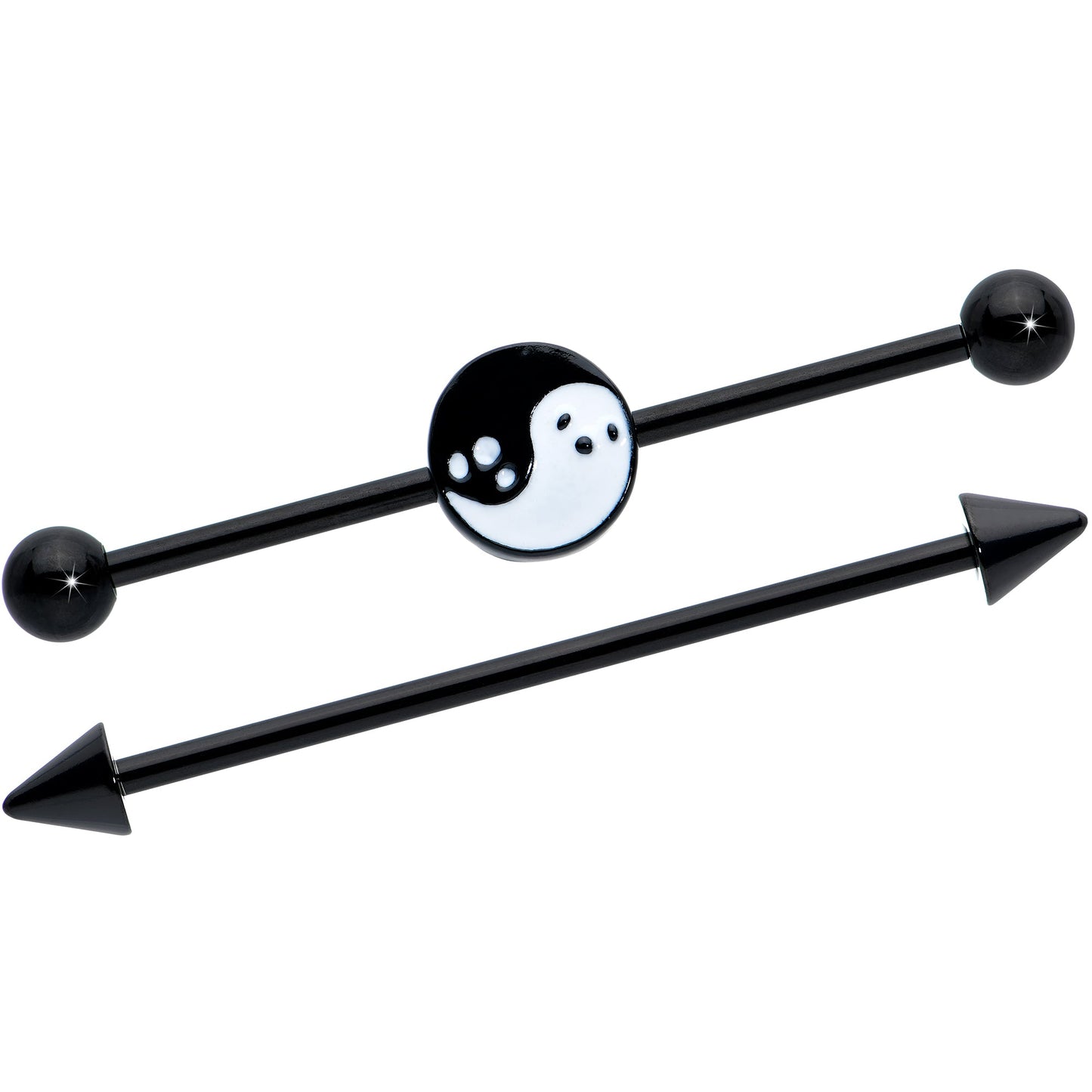 14G Black Ghost Yin Yang Industrial Barbell Set of 2