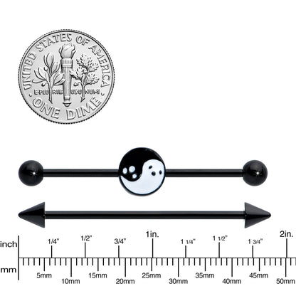 14G Black Ghost Yin Yang Industrial Barbell Set of 2