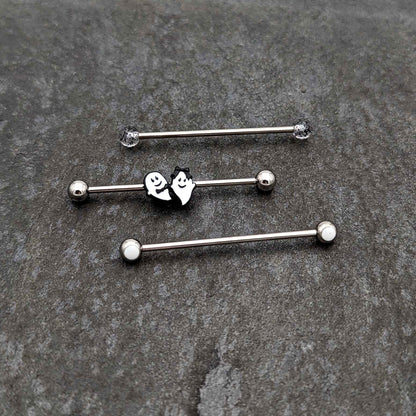 14G Black Tie Ghosts Glow in Dark Industrial Barbell 38mm Set of 3
