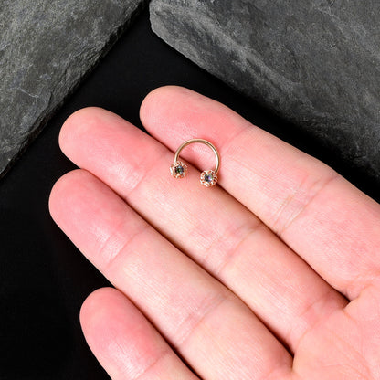 16G 3/8 Purple Tourmaline Rose Gold Tone Flower Circular Barbell