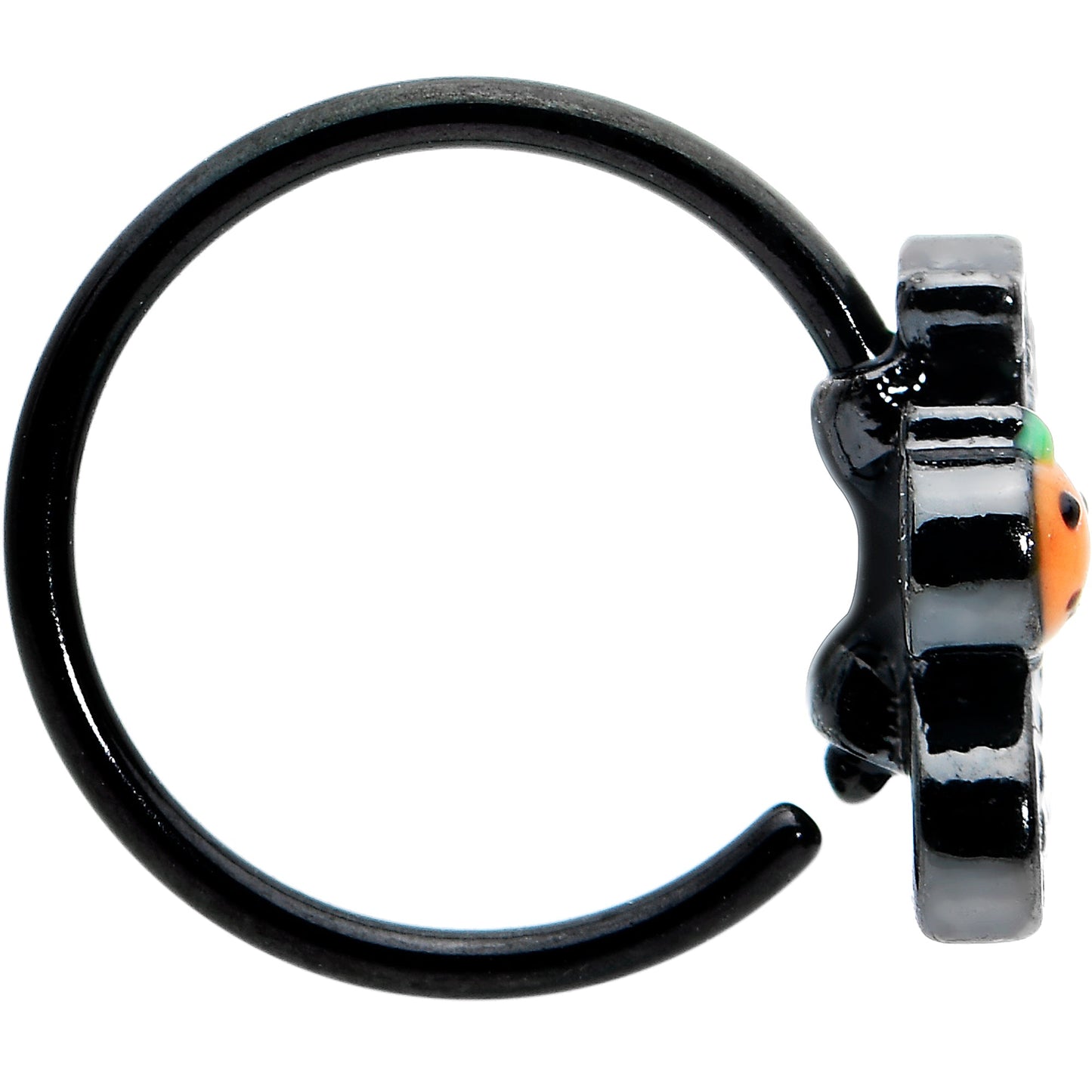 20G 5/16 Black Halloween Pumpkin Ghost Nose Hoop