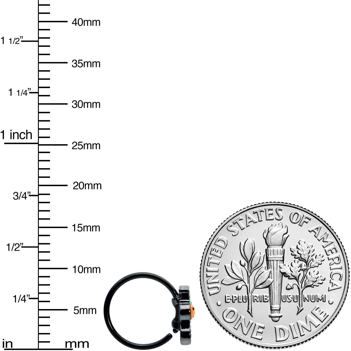 20G 5/16 Black Halloween Pumpkin Ghost Nose Hoop