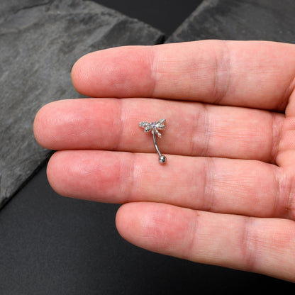 16G 5/16 Purple CZ Gem Open Dragonfly Curved Eyebrow Ring