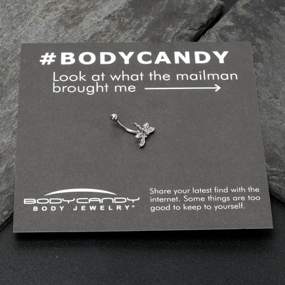 16G 5/16 Purple CZ Gem Open Dragonfly Curved Eyebrow Ring